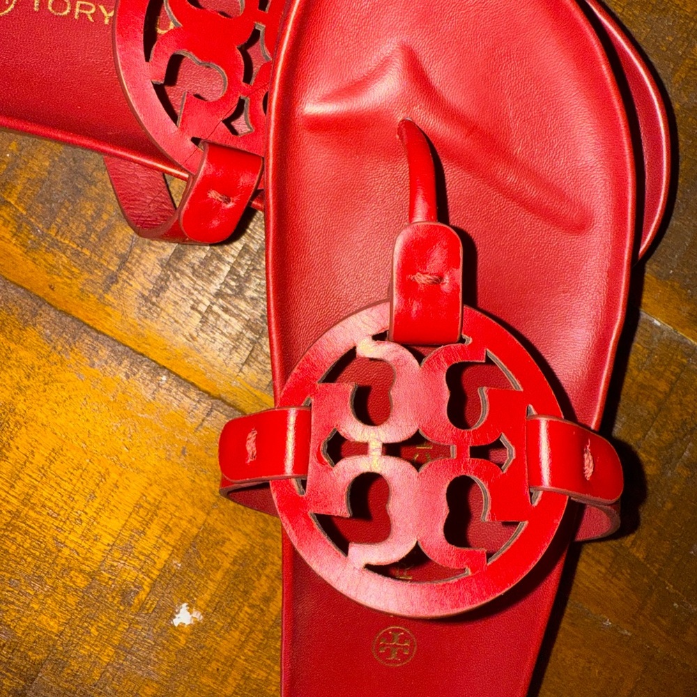 Tory Burch Cherry Red Slide Sandals - Picture 3 of 4